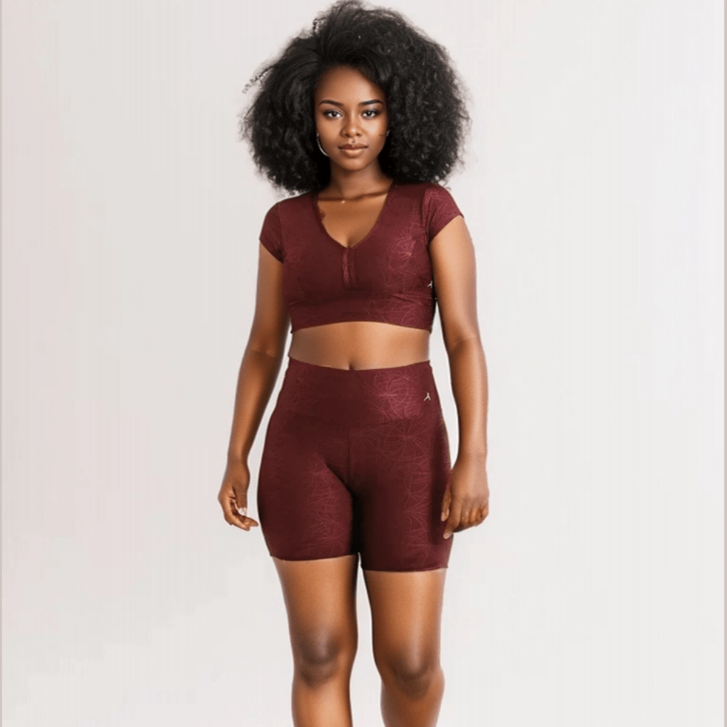 Short intermediário textura vinho