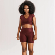 Short intermediário textura vinho