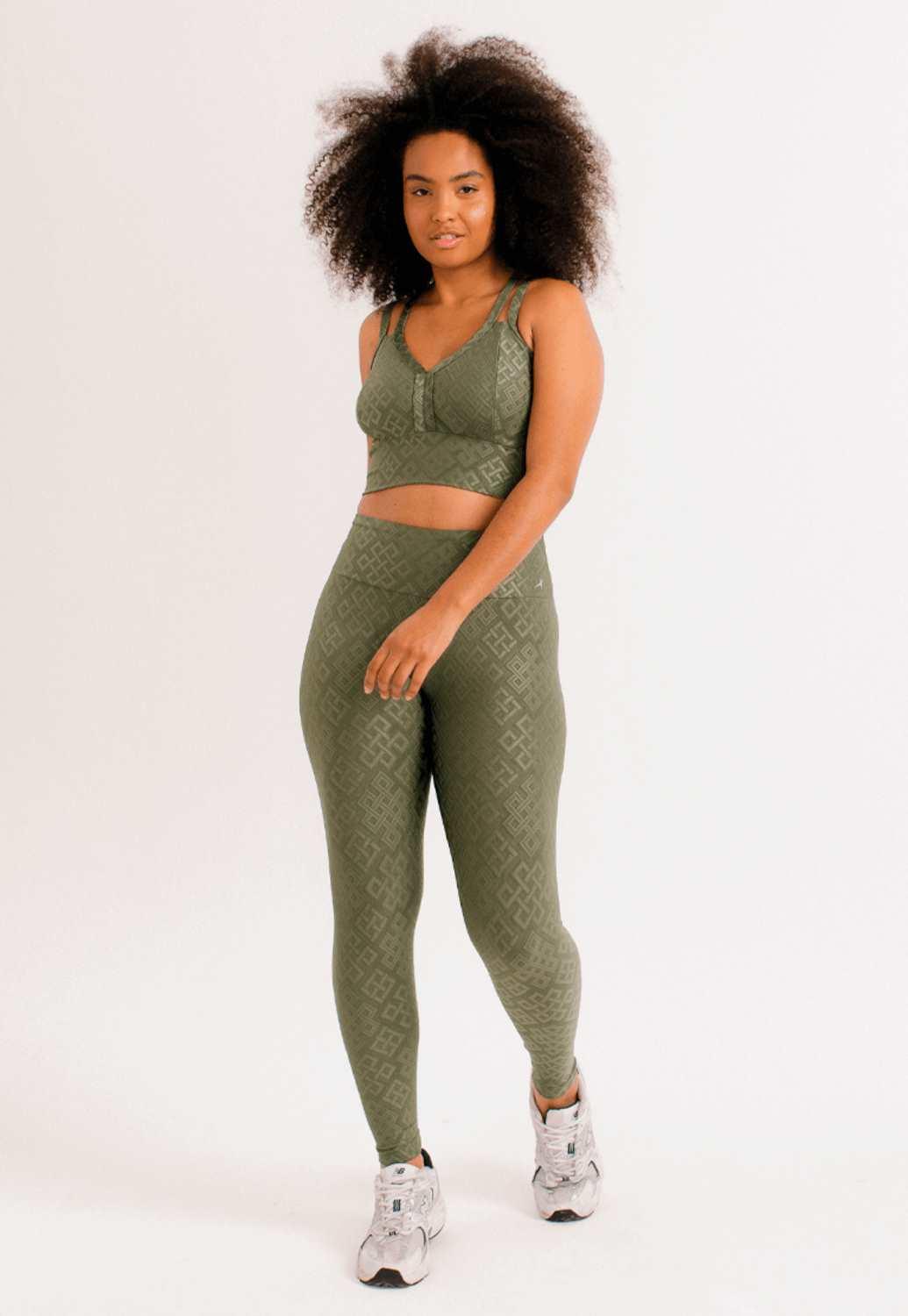 LEGGING LOW TEXTURA| VERDE GEOMETRIC MILITAR | MULHER BAIXA - NU MOLDY