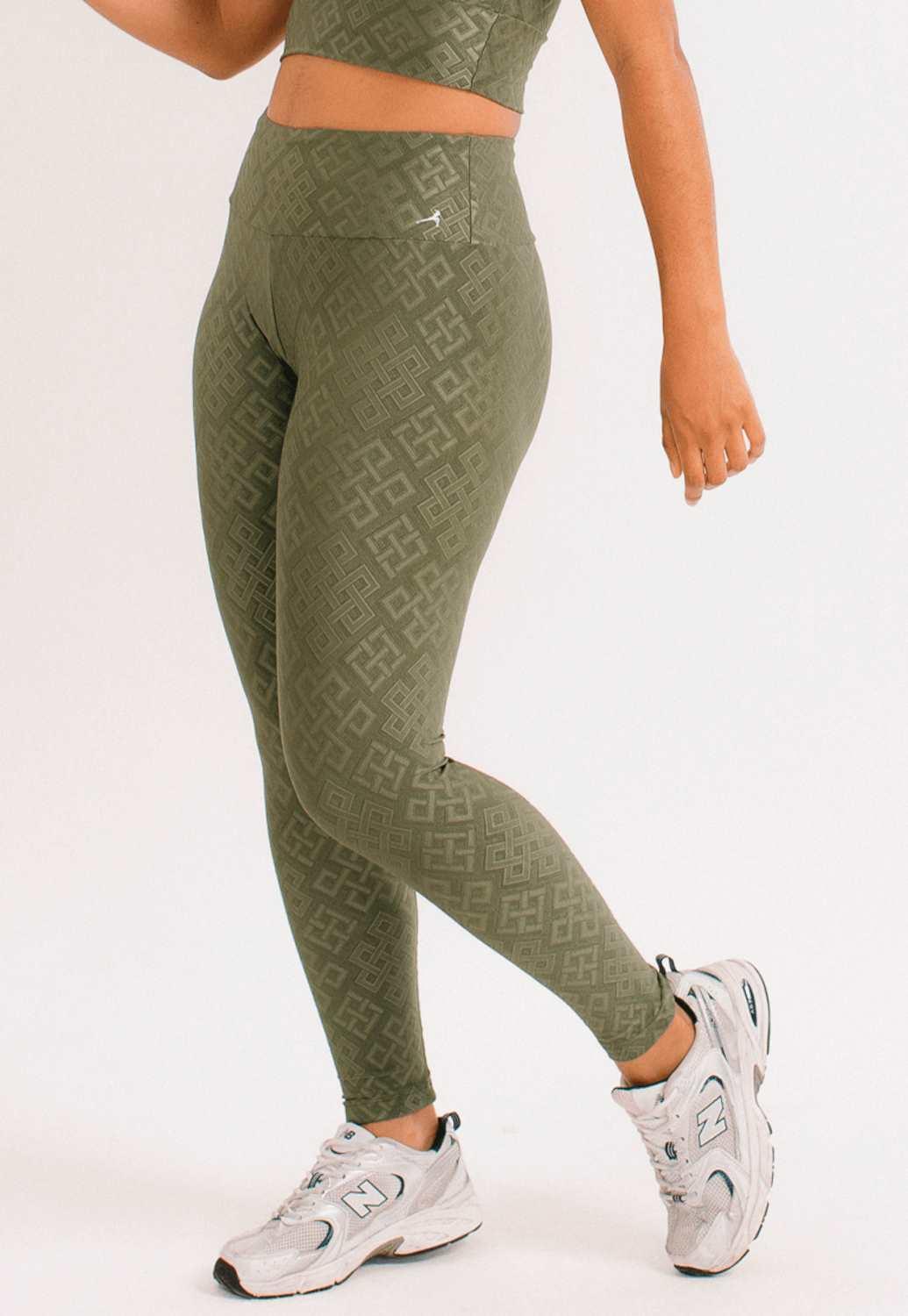 LEGGING LOW TEXTURA| VERDE GEOMETRIC MILITAR | MULHER BAIXA - NU MOLDY