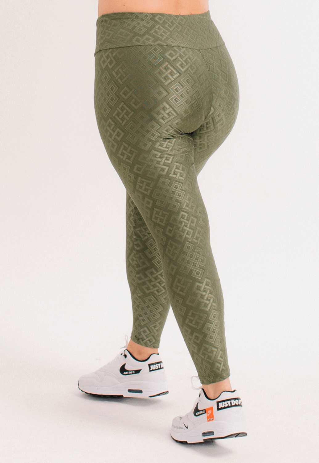LEGGING LOW TEXTURA| VERDE GEOMETRIC MILITAR | MULHER BAIXA - NU MOLDY