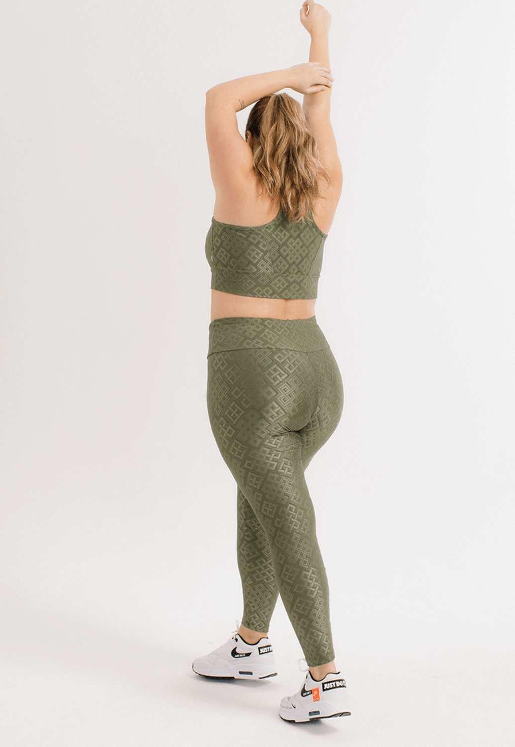 LEGGING LOW TEXTURA| VERDE GEOMETRIC MILITAR | MULHER BAIXA - NU MOLDY
