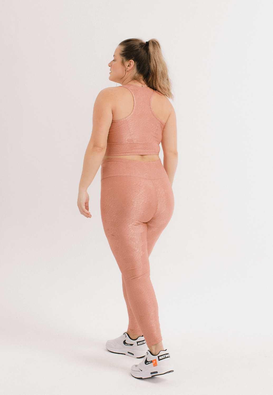 LEGGING LOW TEXTURA|  ROSA RETRÔ ANIMAL PRINT | MULHER BAIXA - NU MOLDY