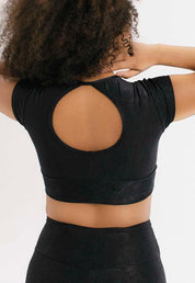 TOP CROPPED BRENDA PRETO COM TEXTURA - NU MOLDY