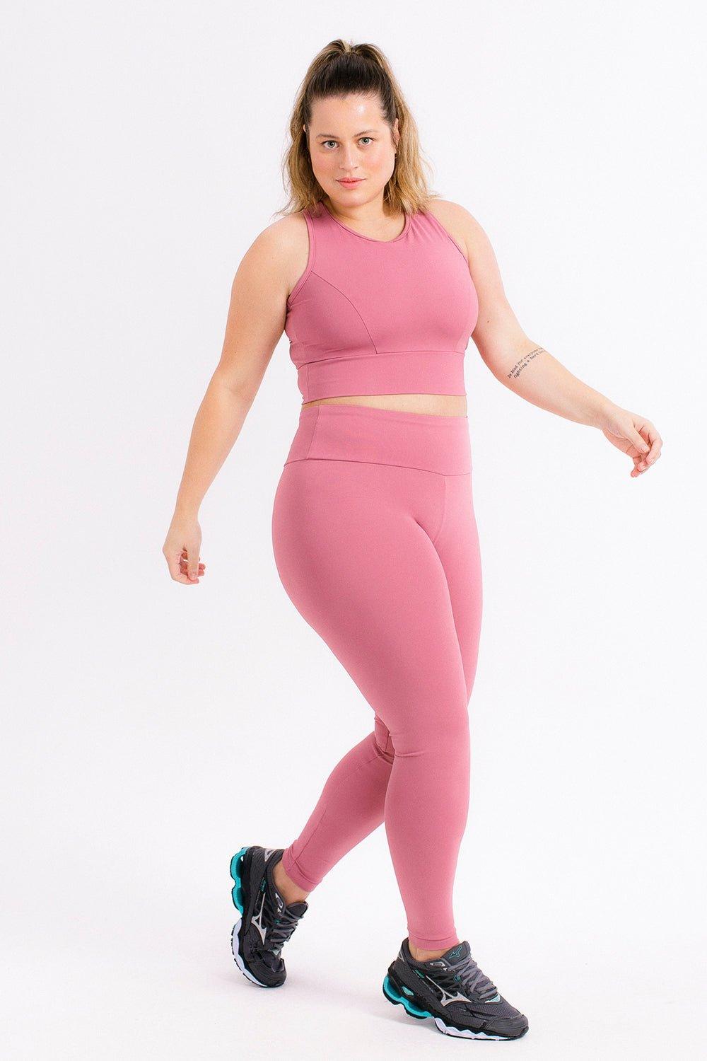 Conjunto fitness Plus Size Marinho com cortes Rosa (top+calça