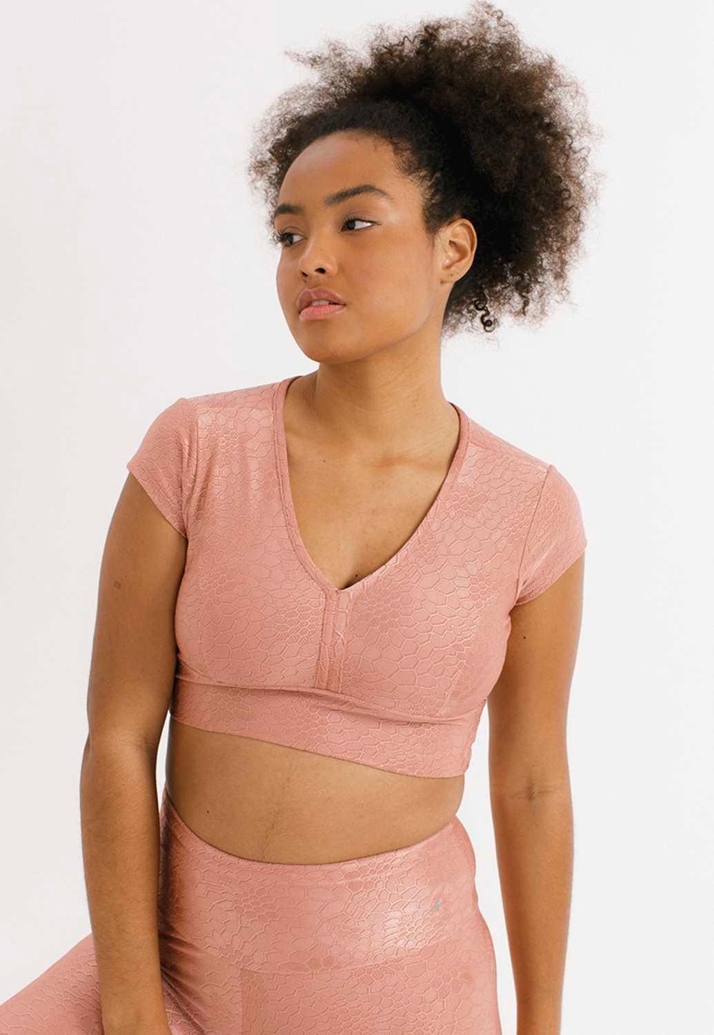 TOP CROPPED BRENDA COM TEXTURA - ROSA RETRO - NU MOLDY