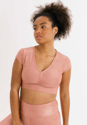 TOP CROPPED BRENDA COM TEXTURA - ROSA RETRO - NU MOLDY